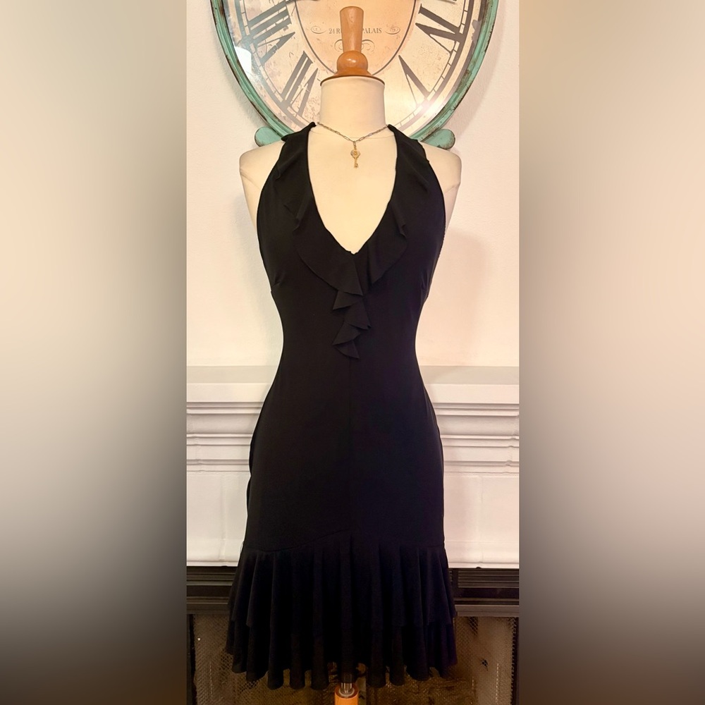 Chic Black Halter Mini Dress